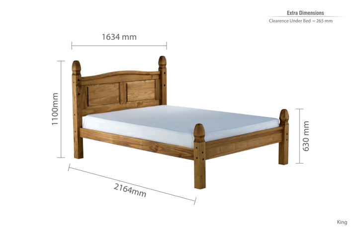 Corona Solid Pine Bed with Classic Curves and Stylish Black Stud Detailing