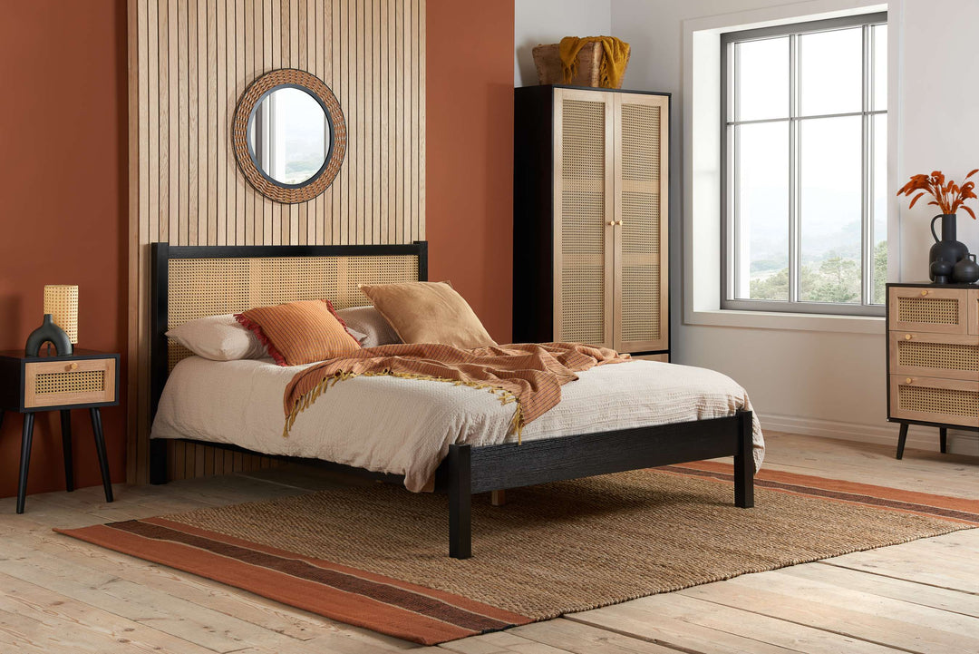 Croxley Rattan Bed with Ornate Headboard for Stylish Home Decor