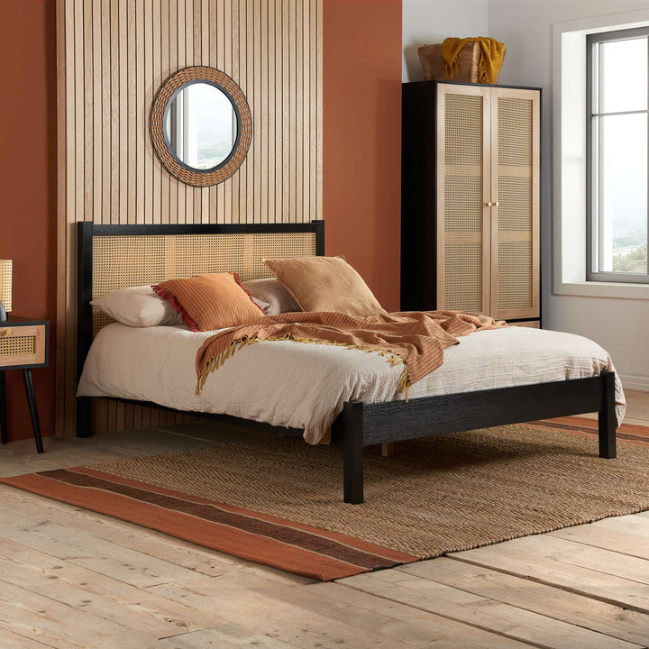 Croxley Rattan Bed with Ornate Headboard for Stylish Home Decor