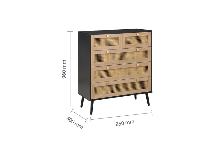Croxley 5 Drawer Rattan Chest Stylish Storage for Modern Homes