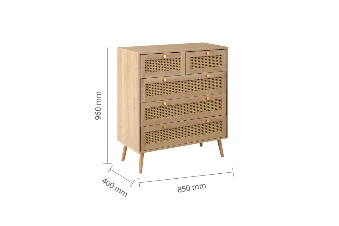 Croxley 5 Drawer Rattan Chest Stylish Storage for Modern Homes