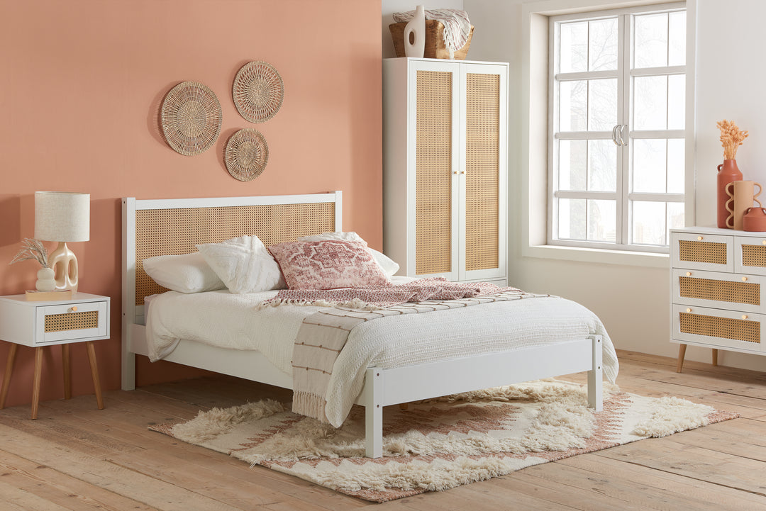 Croxley Rattan Bed with Ornate Headboard for Stylish Home Decor