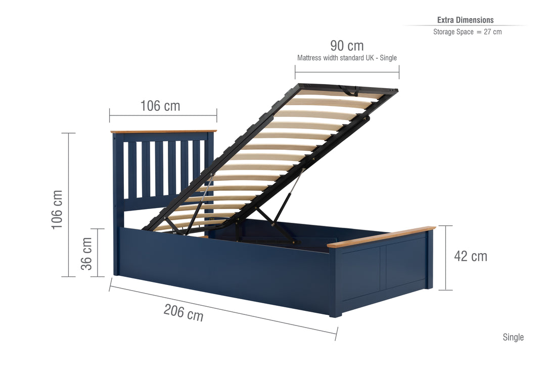 Phoenix Wooden Ottoman Bed with Ample Storage in Multiple Finishes