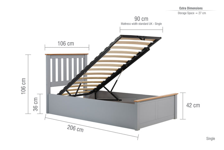 Phoenix Wooden Ottoman Bed with Ample Storage in Multiple Finishes