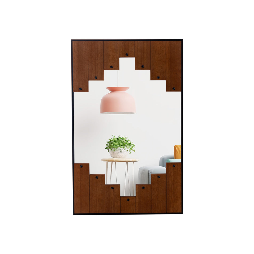 Decorative Rectangle Wall Mirror with Piano Key-Shaped Frame-Black - TidySpaces