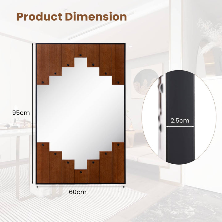 Decorative Rectangle Wall Mirror with Piano Key-Shaped Frame-Black - TidySpaces