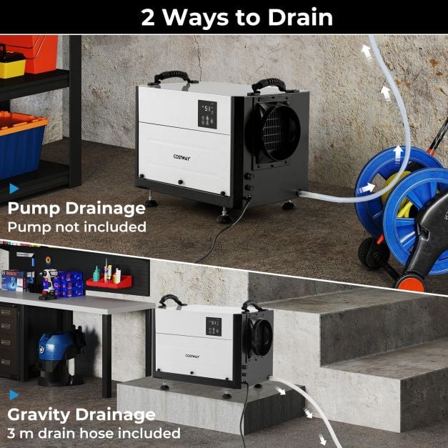 50/70L/Day Crawl Space Dehumidifier with 3 Modes and 24H Timer for Efficient Moisture Control
