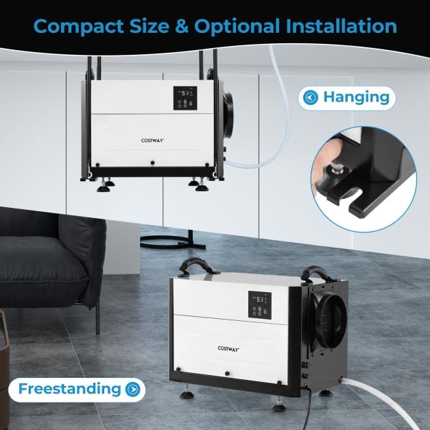 50/70L/Day Crawl Space Dehumidifier with 3 Modes and 24H Timer for Efficient Moisture Control