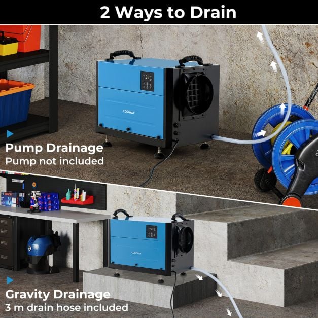 50/70L/Day Crawl Space Dehumidifier with 3 Modes and 24H Timer for Efficient Moisture Control