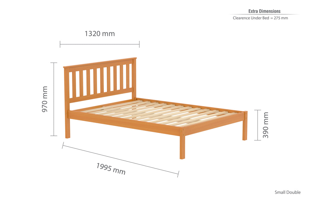 Denver Shaker Style Bed with Solid Pine Frame and Slatted Base for Firm Support