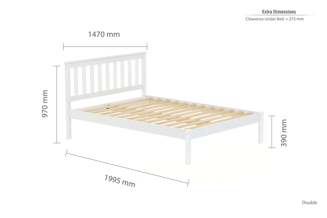 Denver Shaker Style Bed with Solid Pine Frame and Slatted Base for Firm Support