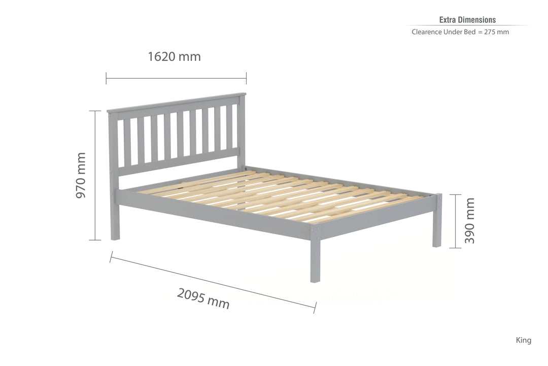 Denver Shaker Style Bed with Solid Pine Frame and Slatted Base for Firm Support