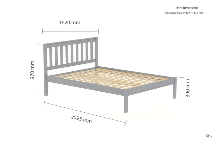 Denver Shaker Style Bed with Solid Pine Frame and Slatted Base for Firm Support