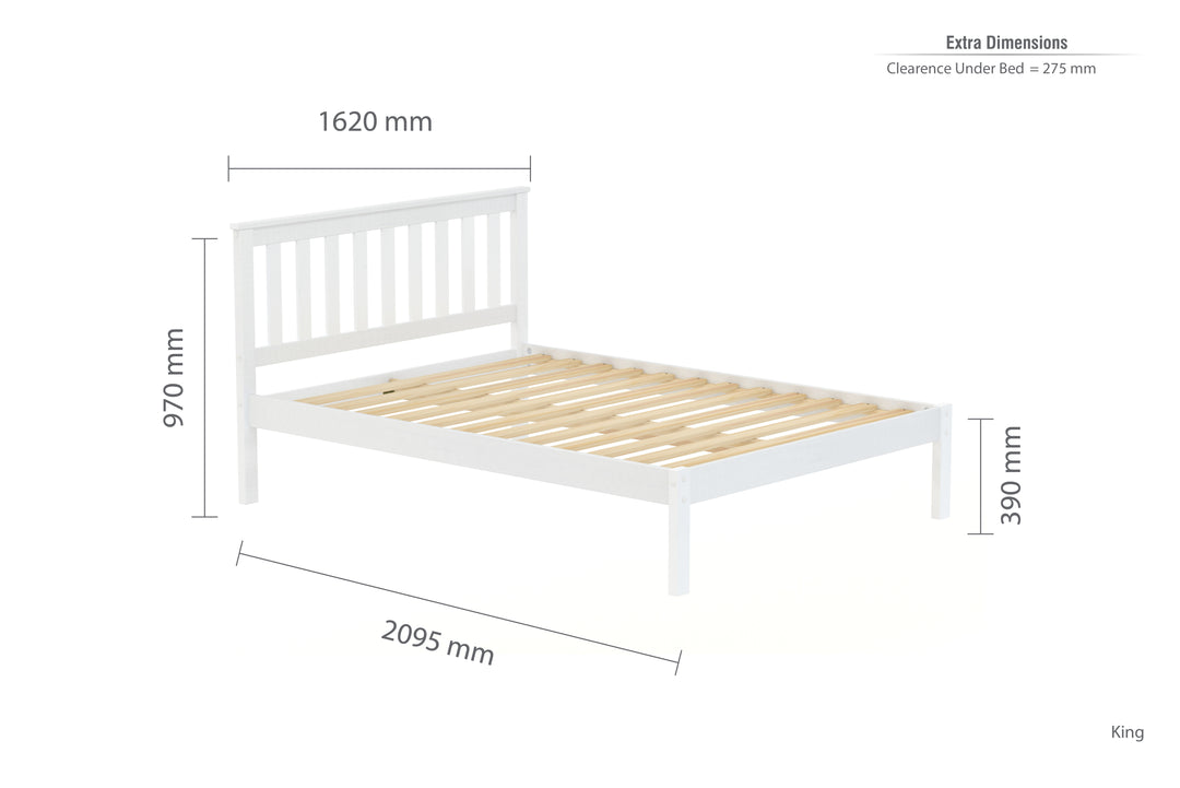 Denver Shaker Style Bed with Solid Pine Frame and Slatted Base for Firm Support