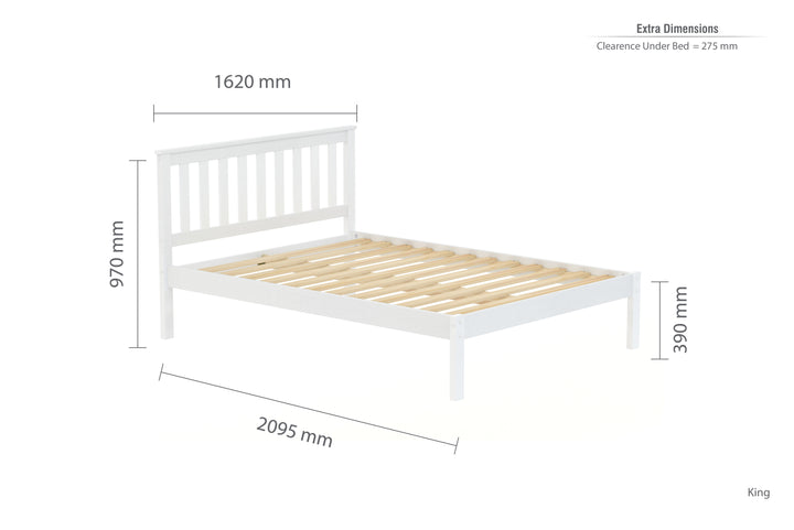 Denver Shaker Style Bed with Solid Pine Frame and Slatted Base for Firm Support