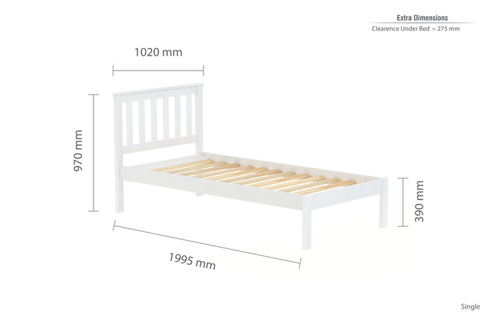 Denver Shaker Style Bed with Solid Pine Frame and Slatted Base for Firm Support