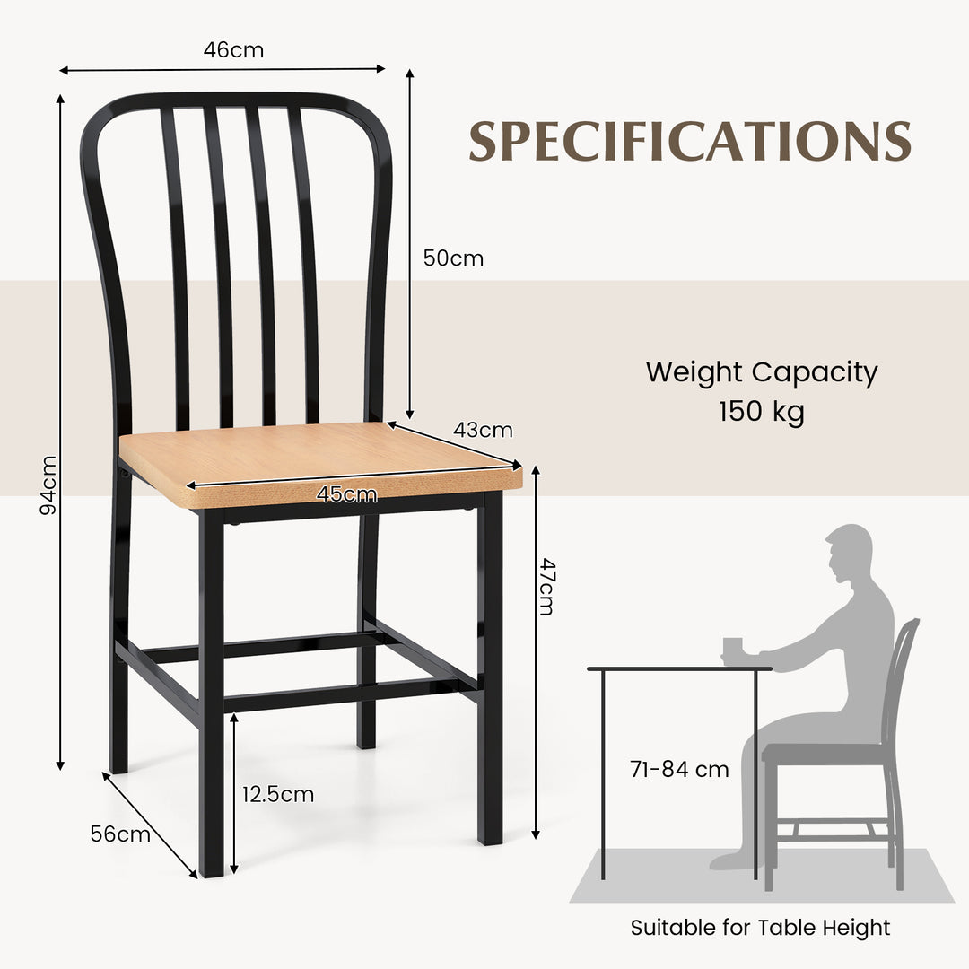 Kitchen Dining Chair Set of 2 with Ergonomic Seat and Footrest