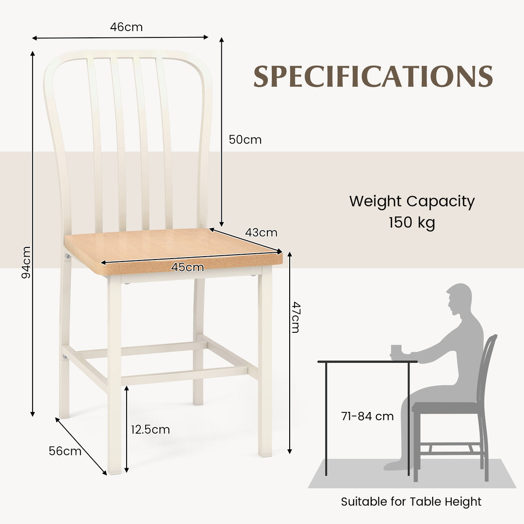 Kitchen Dining Chair Set of 2 with Ergonomic Seat and Footrest