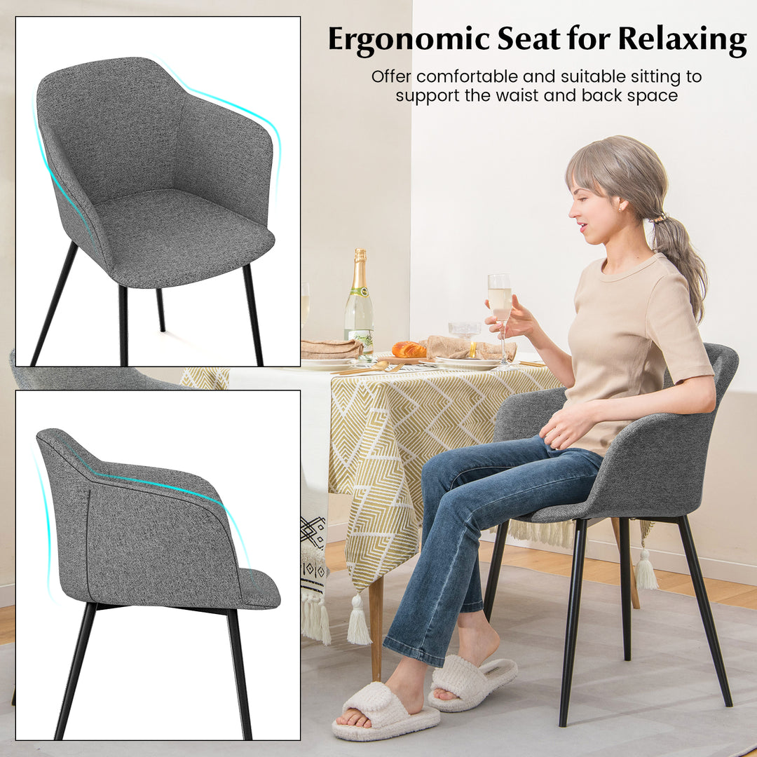 Dining Chairs Set of 2 with Ergonomic Backrest Design and Wide Armrest