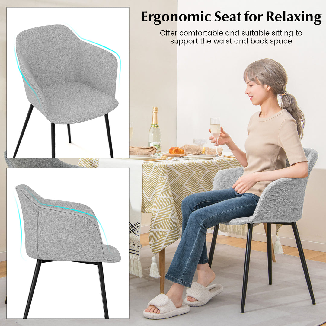 Dining Chairs Set of 2 with Ergonomic Backrest Design and Wide Armrest