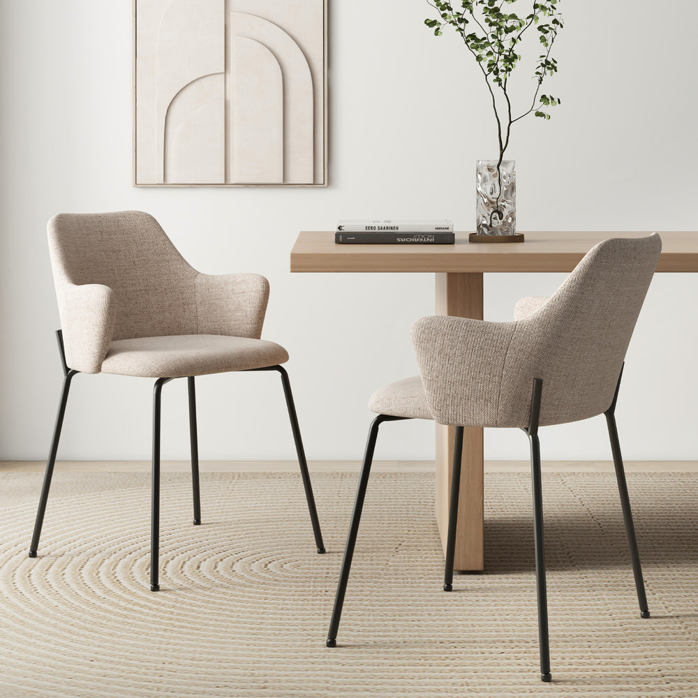 Dining Chairs Set of 2 Upholstered Accent Chairs with Curved Backrest - TidySpaces