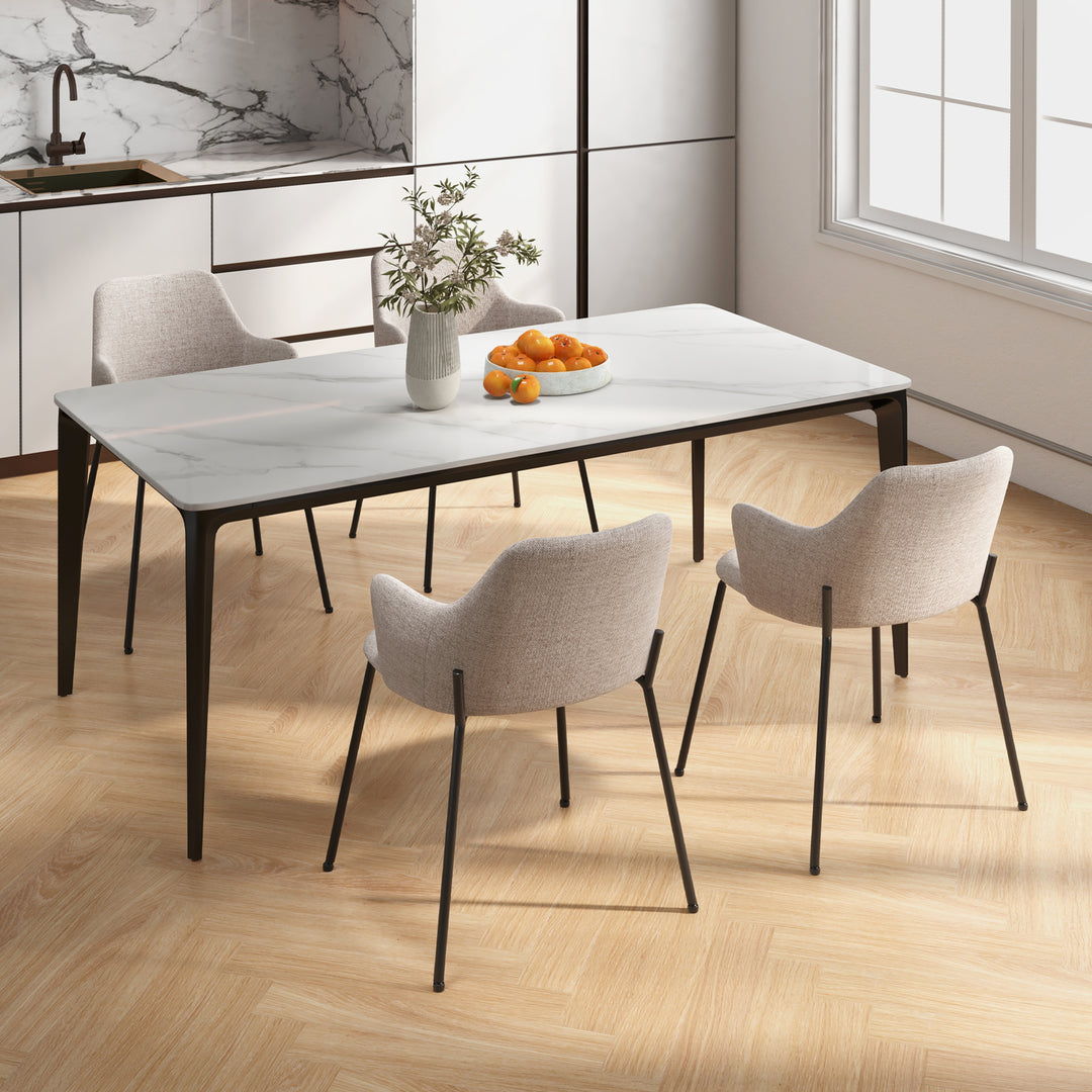 Dining Chairs Set of 2 Upholstered Accent Chairs with Curved Backrest - TidySpaces