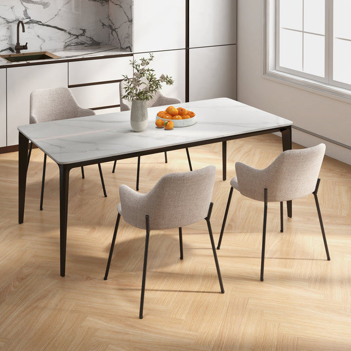 Dining Chairs Set of 2 Upholstered Accent Chairs with Curved Backrest - TidySpaces