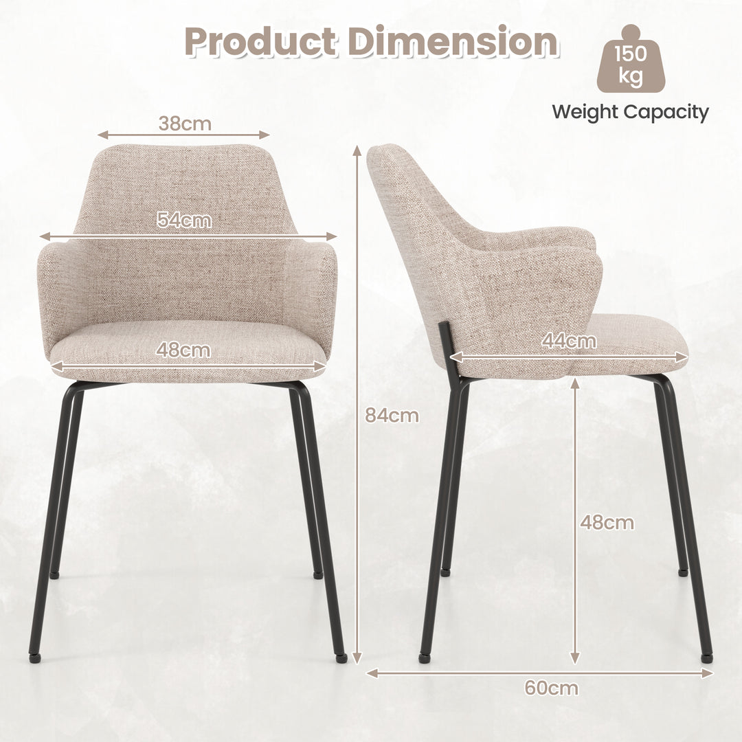 Dining Chairs Set of 2 Upholstered Accent Chairs with Curved Backrest - TidySpaces