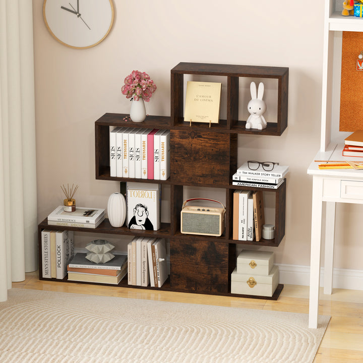 5-Tier Display and Storage Bookshelf for Home and Office in Rustic Brown