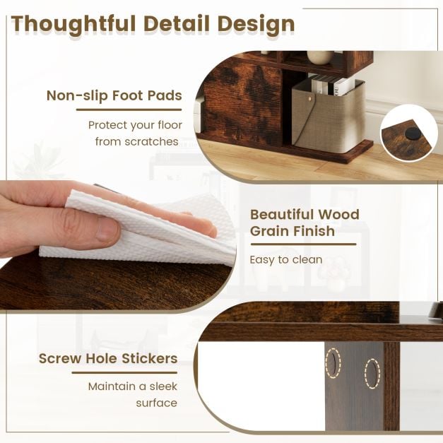 5-Tier Display and Storage Bookshelf for Home and Office in Rustic Brown