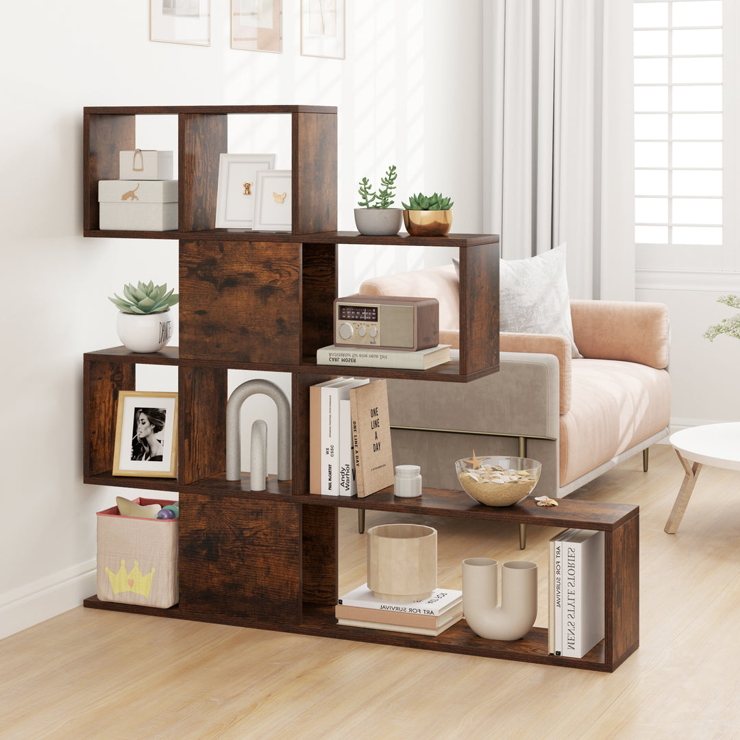 5-Tier Display and Storage Bookshelf for Home and Office in Rustic Brown
