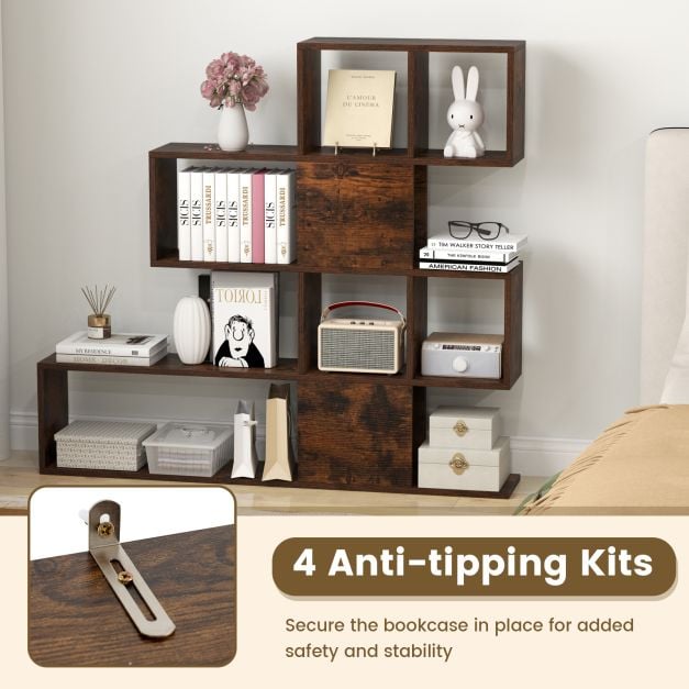 5-Tier Display and Storage Bookshelf for Home and Office in Rustic Brown