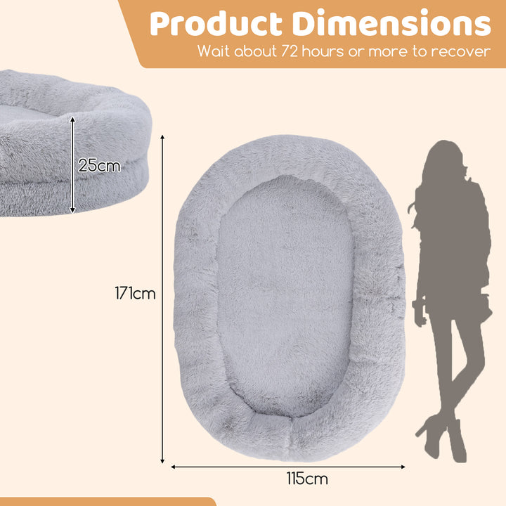 Human Dog Bed with Soft Blanket and Present Plump Pillow - TidySpaces