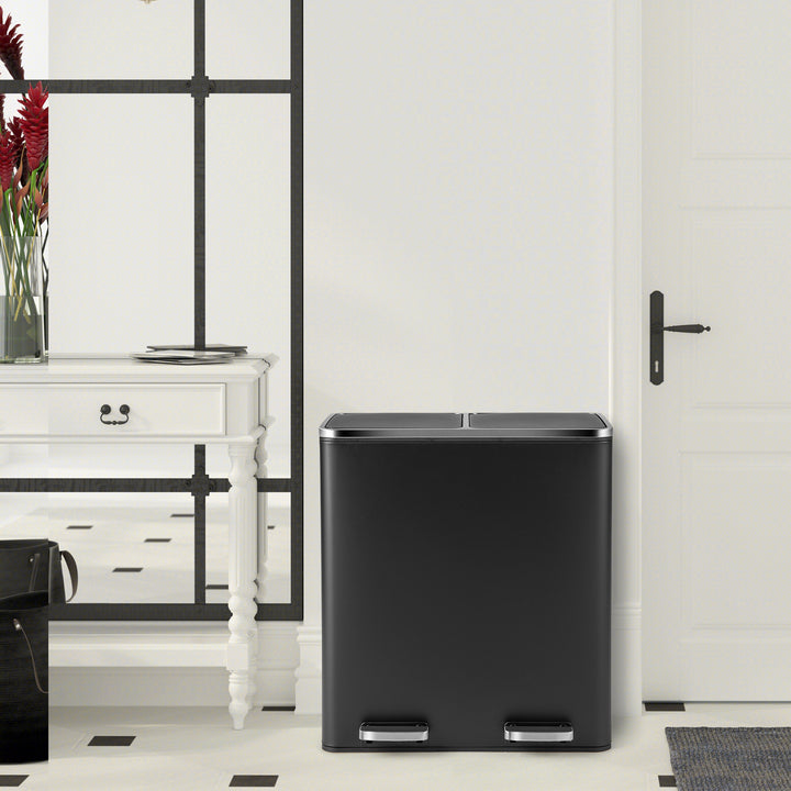 Double Recycle Pedal Bin wth Dual Removable Compartments - TidySpaces