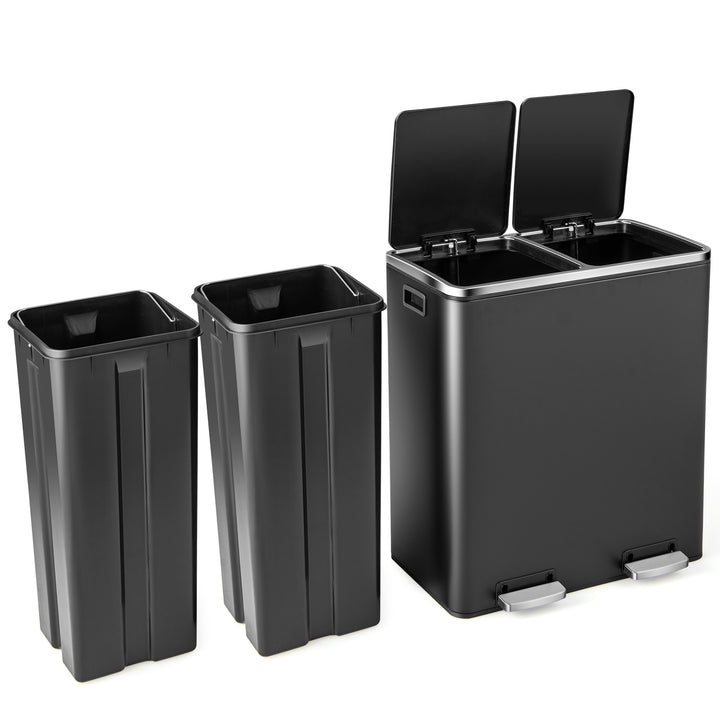Double Recycle Pedal Bin wth Dual Removable Compartments - TidySpaces