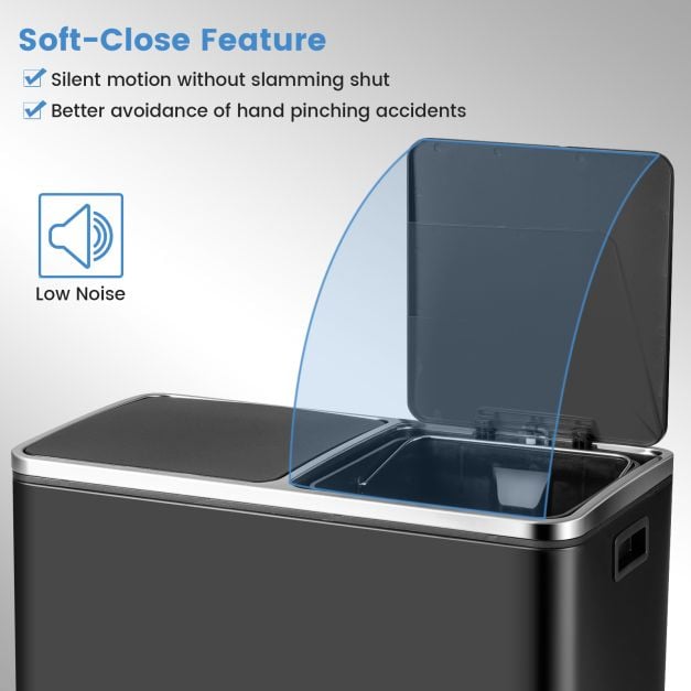 Double Recycle Pedal Bin wth Dual Removable Compartments for Home and Office Use