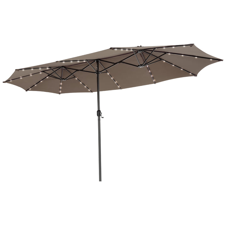 Double Sided Outdoor Market Umbrella with Hand Crank Mechanism