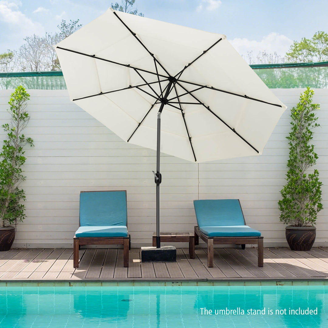 3 Meter Double Vented Outdoor Umbrella with Push Button Tilt and Manual Crank