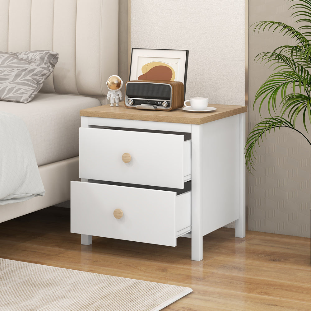 Drawer Nightstand Farmhouse Bedside Table with Storage - TidySpaces