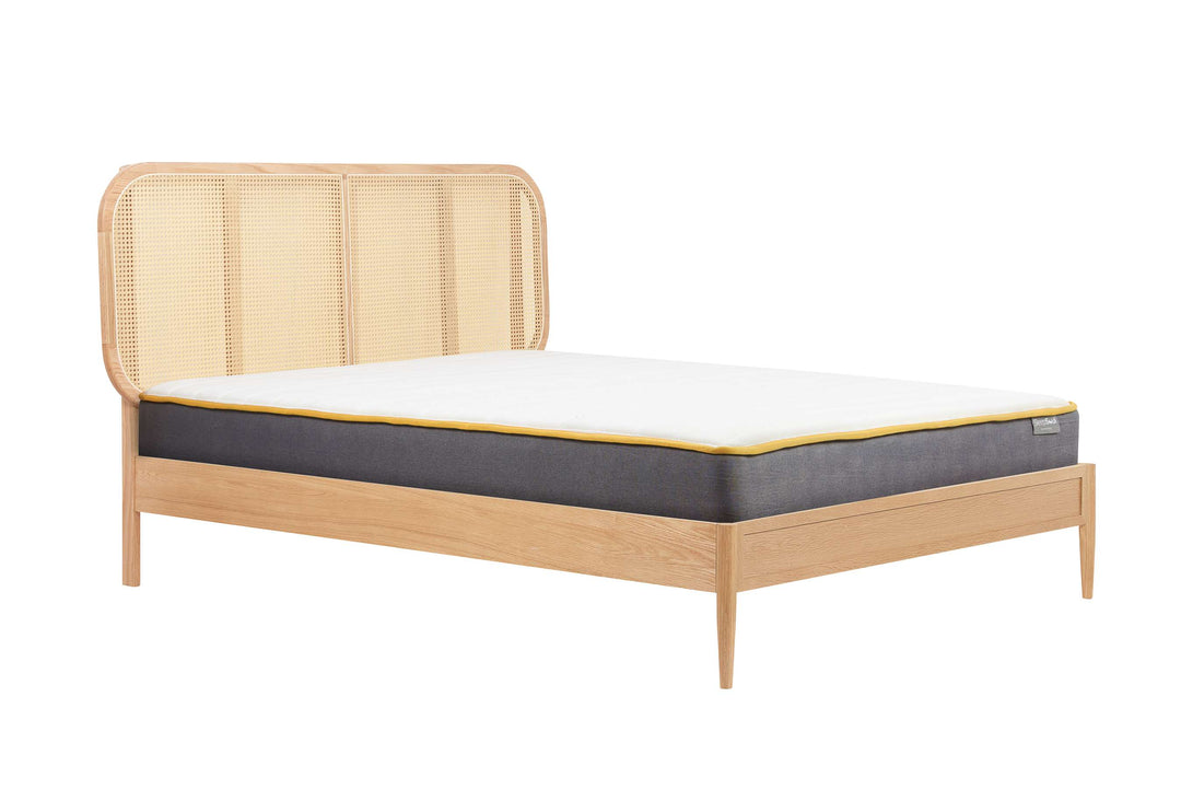Elina Rattan Bed with Minimalist Design and Natural Wood Frame