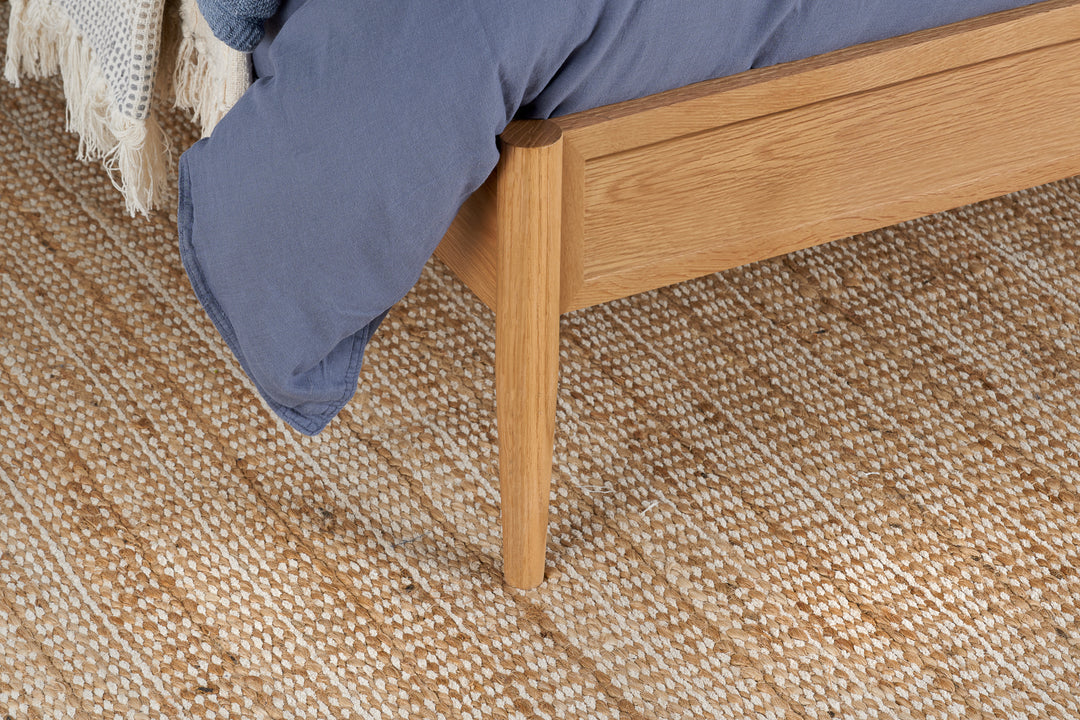 Elina Rattan Bed with Minimalist Design and Natural Wood Frame