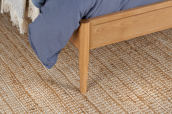 Elina Rattan Bed with Minimalist Design and Natural Wood Frame