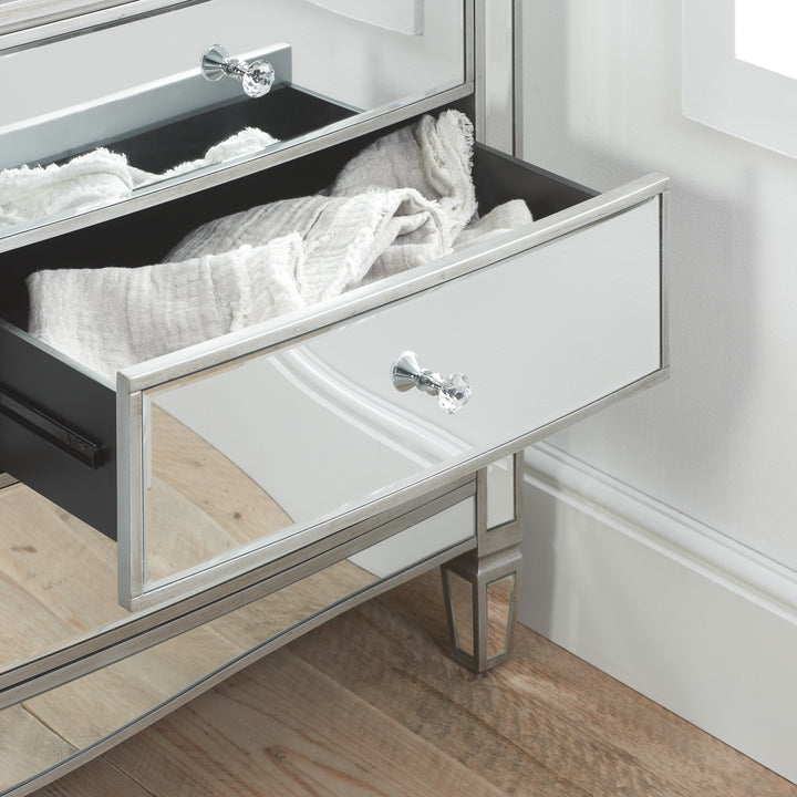 Elysee Wide 6 Drawer Chest with Mirrored Finish for Bedrooms