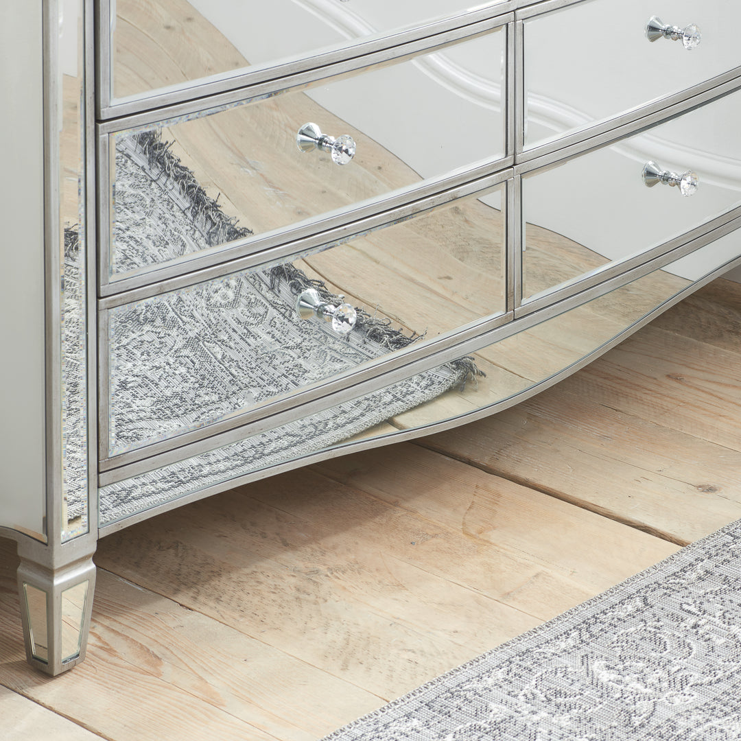 Elysee Wide 6 Drawer Chest with Mirrored Finish for Bedrooms