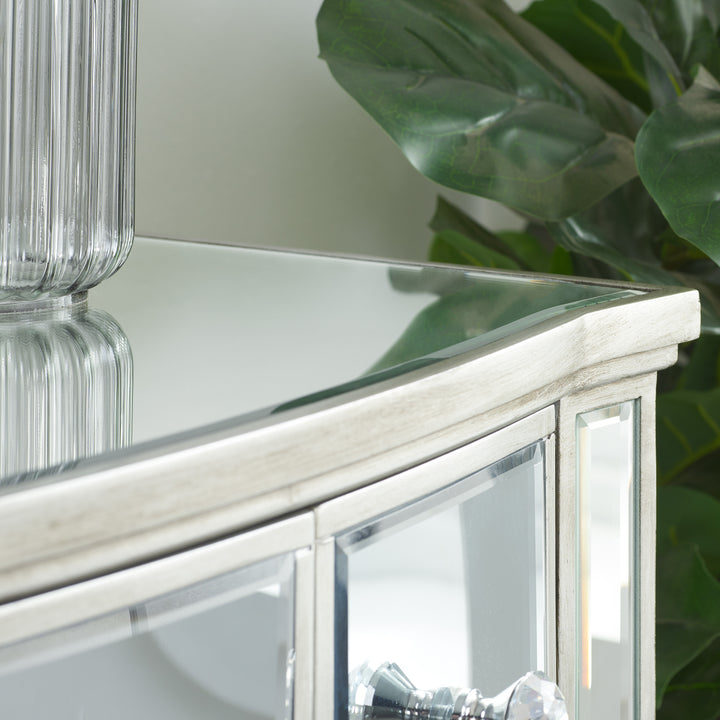 Elysee Merchant Chest 8 Drawer Mirrored Dresser with Crystal Handles
