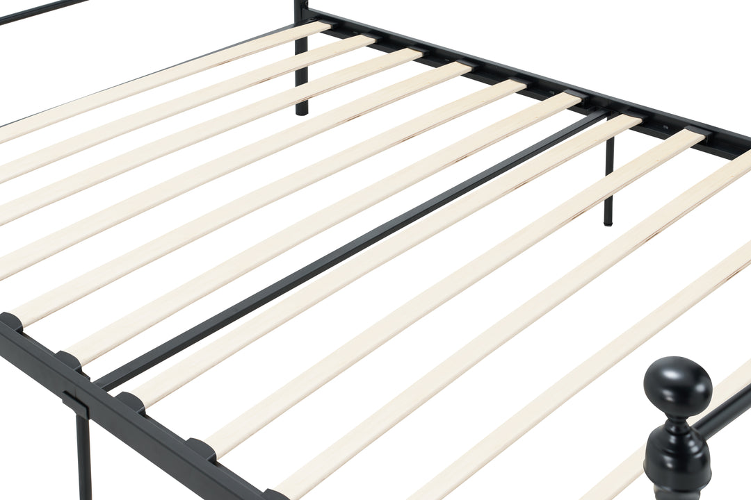 Emily Steel Bed Frame with Curved Rails and Sprung Slatted Base in Black or Cream Finish