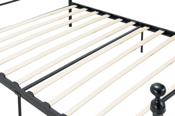 Emily Steel Bed Frame with Curved Rails and Sprung Slatted Base in Black or Cream Finish