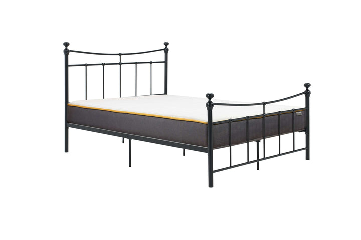 Emily Steel Bed Frame with Curved Rails and Sprung Slatted Base in Black or Cream Finish