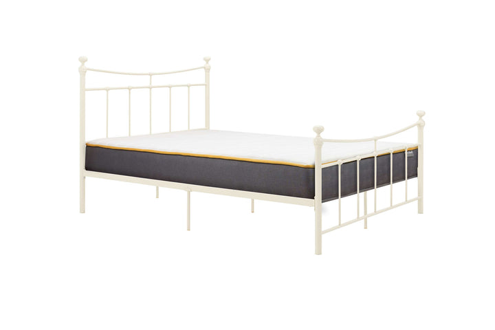Emily Steel Bed Frame with Curved Rails and Sprung Slatted Base in Black or Cream Finish