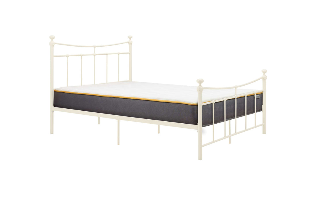 Emily Steel Bed Frame with Curved Rails and Sprung Slatted Base in Black or Cream Finish